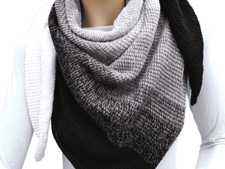 White, Gray and Black Ombre Cotton Shawl