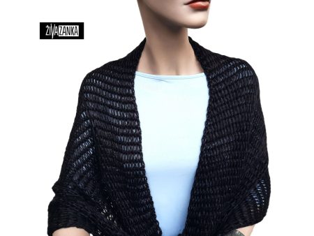 Black Multifunctional Infinity Scarf with Satin Shine