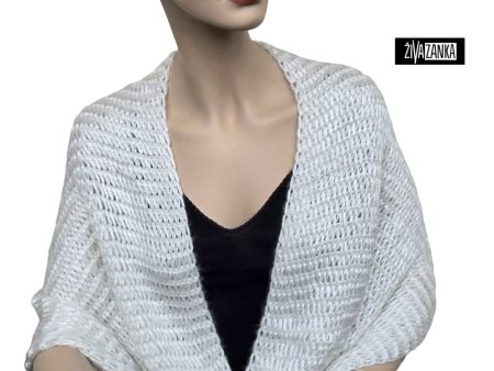 Pearl White Multifunctional Infinity Scarf with Metallic Effect