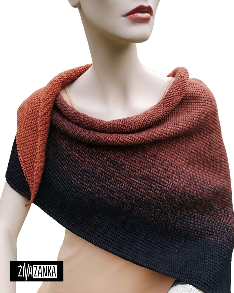 Brown & Black Ombre Cotton Shawl - Image 3