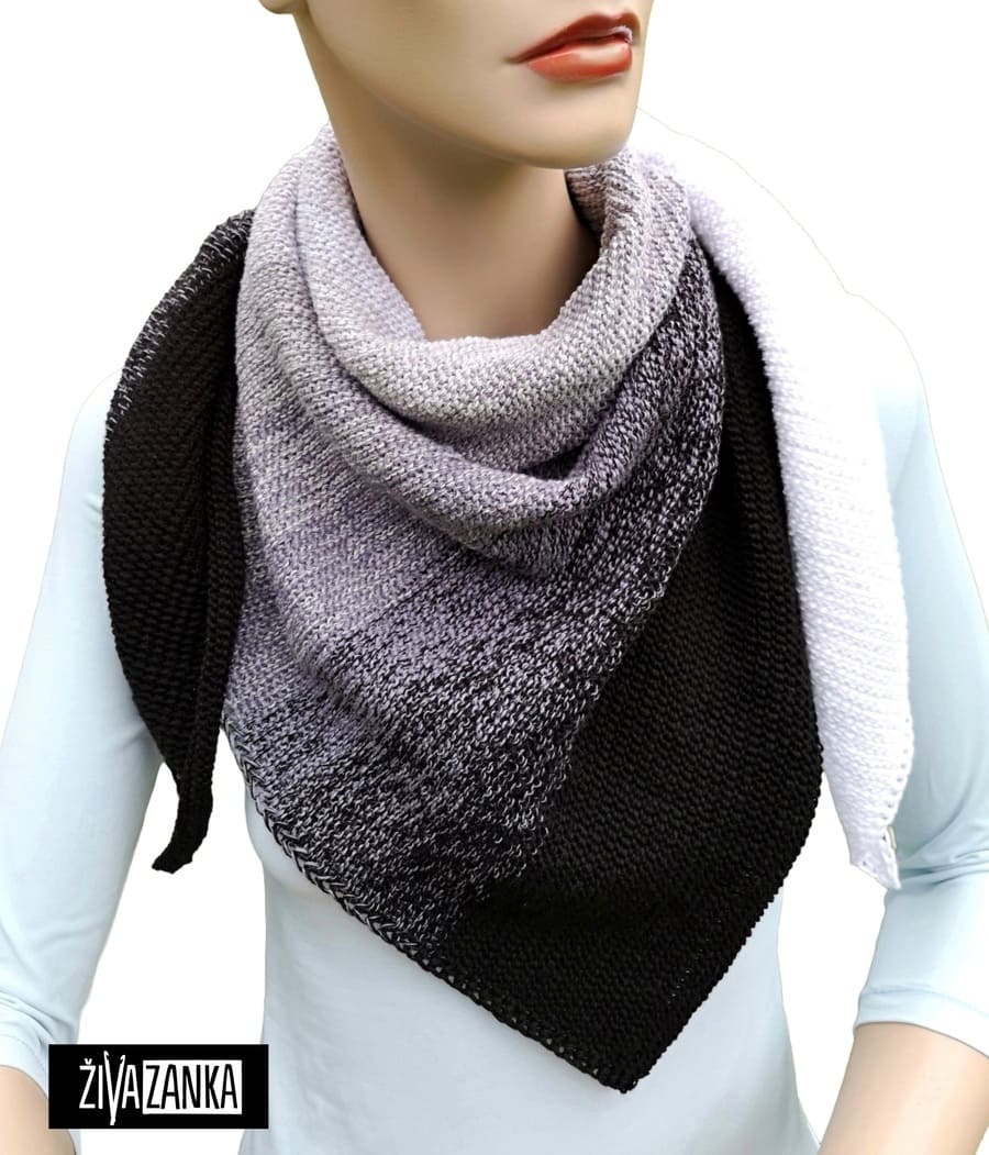 White, Gray and Black Ombre Cotton Shawl