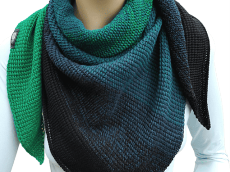 Green, Petrol & Black Ombre Cotton Shawl