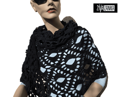Oversized Black Wool Lace Shawl