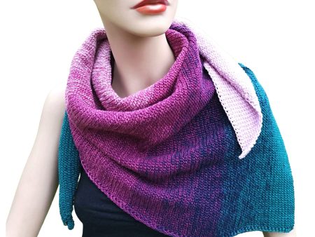 Purple Magenta & Petrol Ombre Cotton Shawl