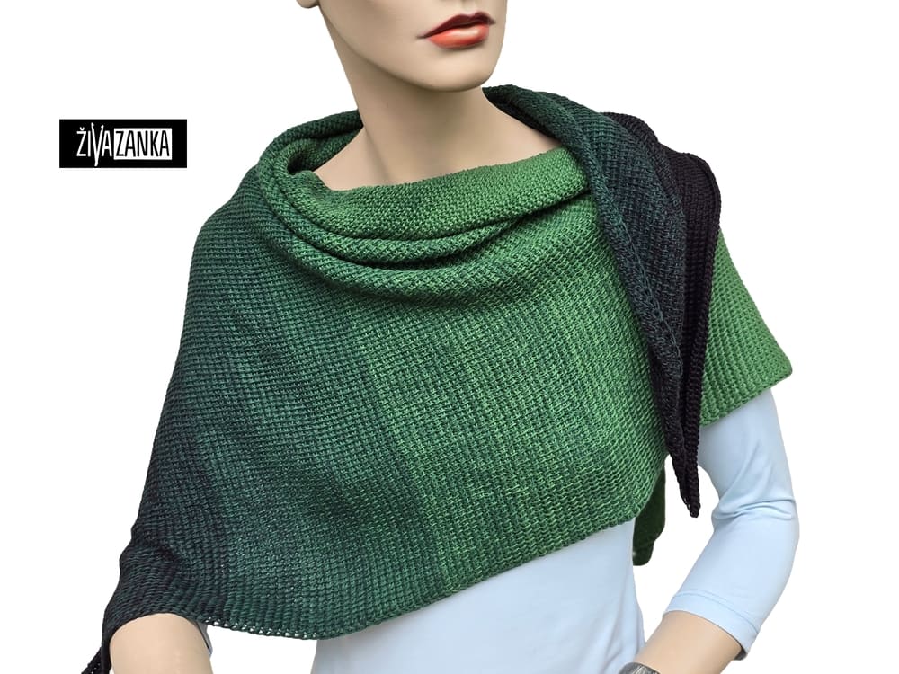 Green Forest Ombre Cotton Shawl - Image 3