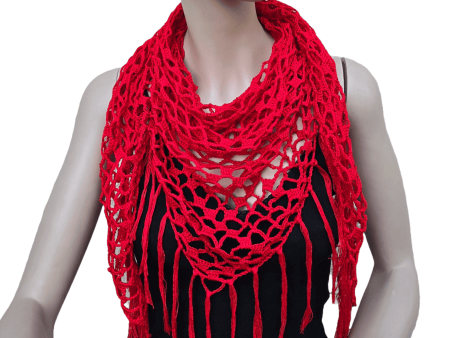 Lightweight Cotton Mesh Shawl with Fringes